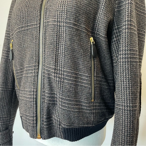Burberry Brit Wool Blend Glen Check Bomber Jacket Authentic Women’s Size 14 - Picture 12 of 12